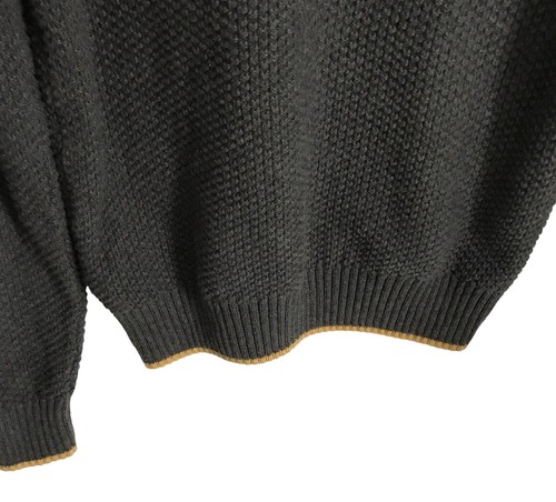 FREDERIK ANDERSON Copenhagen Mens Sweater Gray Crew Neck Mustard Trim Sz Small - Picture 3 of 4