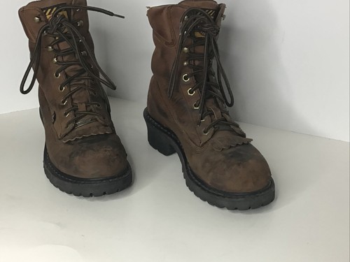 Justin Logger Lineman Safety Toe Gortex Brown Leather Size 7D Lace Up Boots - Bild 2 von 15