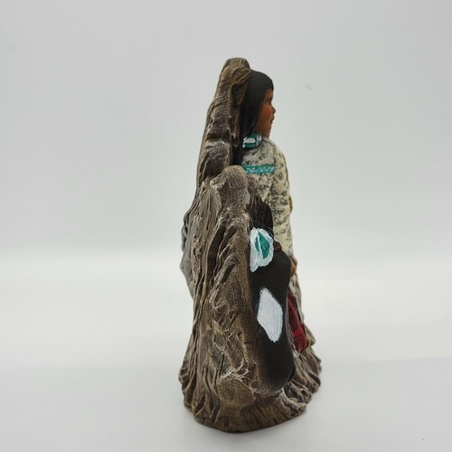 Statuina ragazzo e ragazza nativi americani su cavallo dipinto 6,5" ceramica LEGGI! - Foto 6 di 8