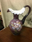 Fenton HP Plum Overlay Iridescent Pitcher/Ewer1997 Signed Frank & Bill Fenton