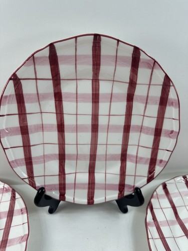 RARE Set/4 THE HALDON GROUP Vintage Red & White Plaid Ribbon 8" Plates- Round - Picture 4 of 9