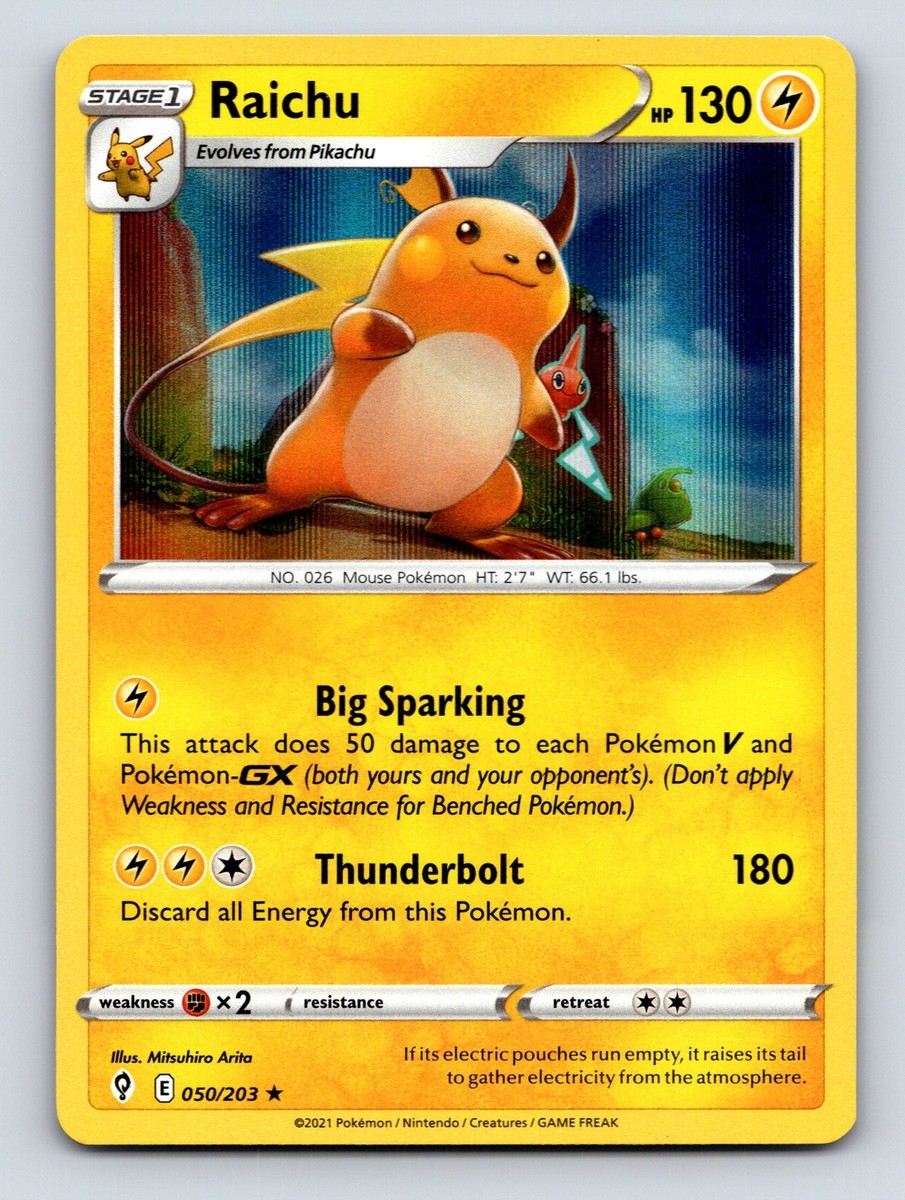 Stage 1 Raichu HP 130 Big Sparking Attack Thunderbolt Rarity