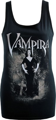 Damen Vampira Tank Top Goth Vampir Pin-Up Horror Halloween Friedhof S-2XL