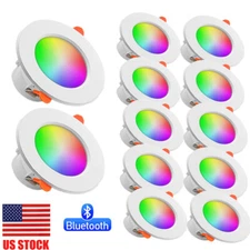 10X 10W 4inch RGB CCT LED Recessed Ceiling Light Bluetooth Downlight US