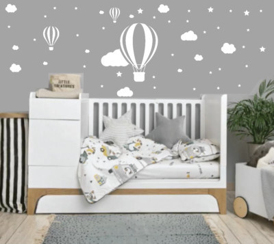 Wolken Sterne Luftballon Kinderzimmer Wandbild Aufkleber Baby Kinderzimmer