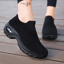 Women's Slip-on Mesh Running Trainers – Comfortable Casual Sports Shoes UK
