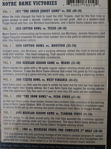 University Notre Dame Fighting Irish 8 Games on 8 DVDs box set NEW SEALED - Imagen 5 de 5