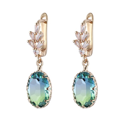 Neu Party Schmuck Geschenke gelb blau zweifarbig Turmalin Frauen Ohrhänger - Bild 2 von 6