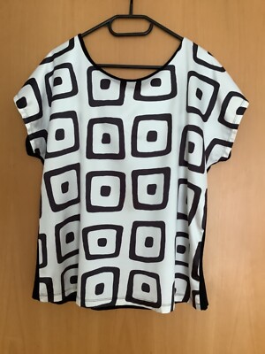 ALBA MODA kurzarm Shirt schwarz - weiß | geometrisches Muster | Größe 44