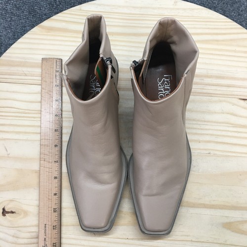 Franco Sarto Boots Womens 7.5 M Forta Ankle Booties Heels Beige Faux Leather - Picture 7 of 21