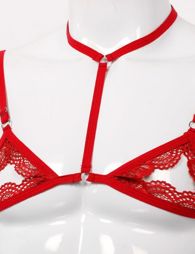 UK Men Crossdress Lingerie Sissy Sheer Lace Training Bra Bralette Tank Vest Tops - Picture 60 of 126