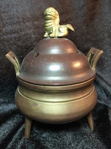 Brass Foo Dog Finial Incense Burner 6.25” Vintage