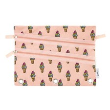 Yoobi Binder Zip Case Peach Tripple Zippers Ice Cream Cone Pencil Case