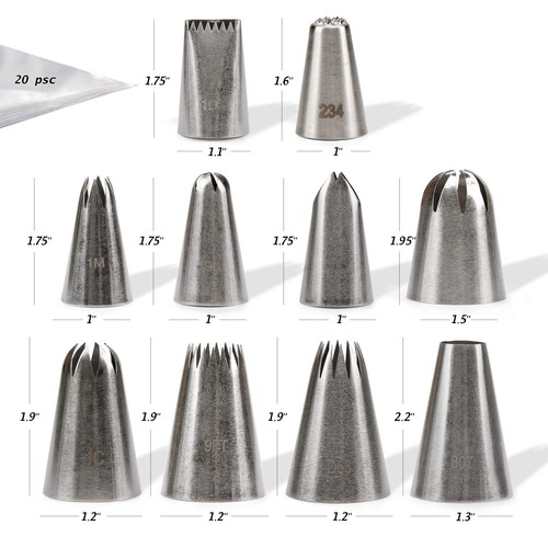 Cake Decorating Icing Piping Tip Set,10 large Decorating Tips Stainless Steel - Picture 2 of 6