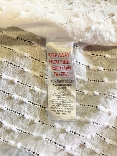 HATLEY sz M white textured organic cotton button down collared top blouse shirt - Picture 5 of 8