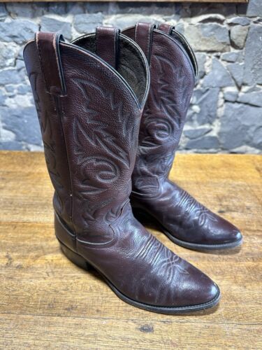 Men’s Justin Cowboy Vintage Western Boots Burgundy Self Stitch Uppers Size 9.EE - Picture 2 of 8