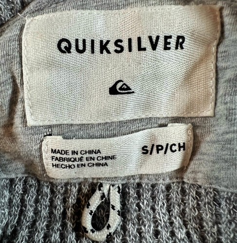 QUICKSILVER Sweatshirt Mens Small Light Gray Kempton Hoodie Waffle Knit Pockets - Picture 5 of 11