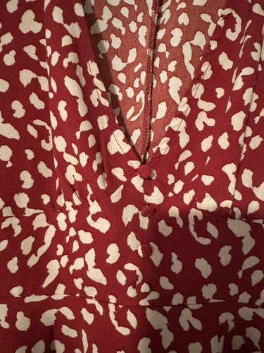 TIGER MIST Red Printed Neck Longsleeve Frill Hem Button Blouse Size 8 - Picture 5 of 7