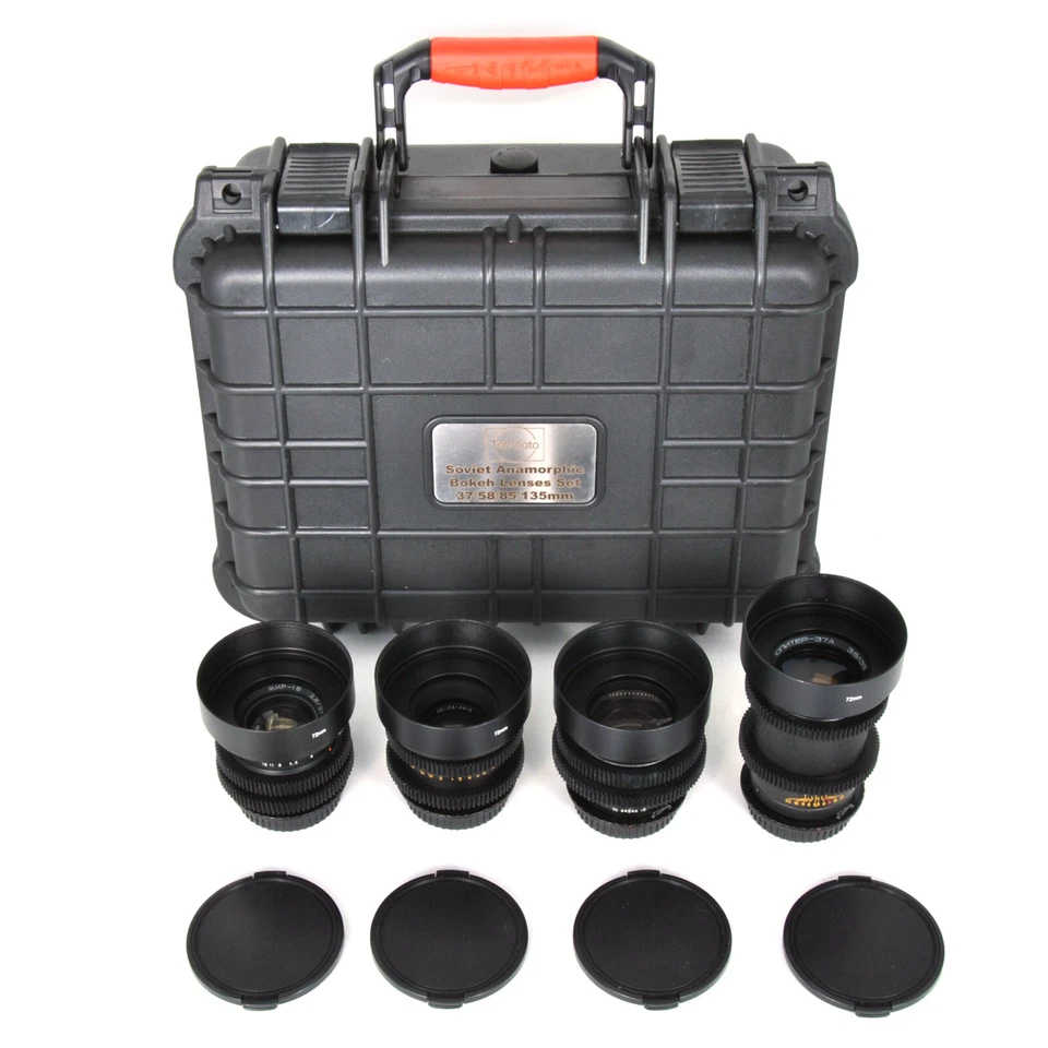 Soviet 37/58/85/135mm Cine Mod Lenses Set For Canon EF Mount w/ Case! - Image 2 of 4