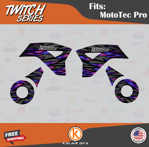 Graphics Kit for MotoTec 36V and 48V Pro Electric Dirt Bike Twitch-Pink Blue Fad - Picture 2 of 6
