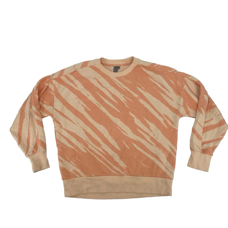 sweaty-betty fleece tiger stripe ivory cotton sweatshirt