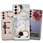 PERSONALIZED Name Initials Floral Marble Gel Phone Case For SAMSUNG S25 S24 S23
