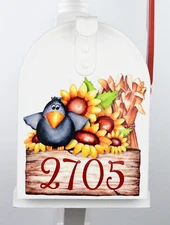 Mailbox Magnet (Partial Cover) Black Bird Crow Cornstalks Custom Address Sign