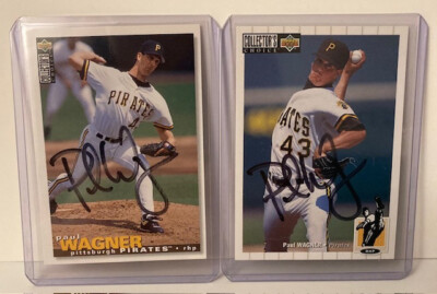 2 Paul Wagner Autographed Cards 94 & 95 Collectors Choice Pittsburgh Pirates