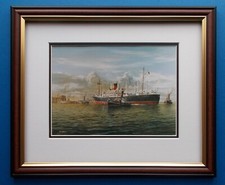 FRAMED SHIPPING PRINT  DURHAM ENTERING THE ROYAL DOCKS LONDON