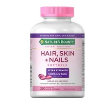 Nature's Bounty HAIR SKIN & NAILS 250 Softgels 5000 mcg Biotin EXP 11/2025