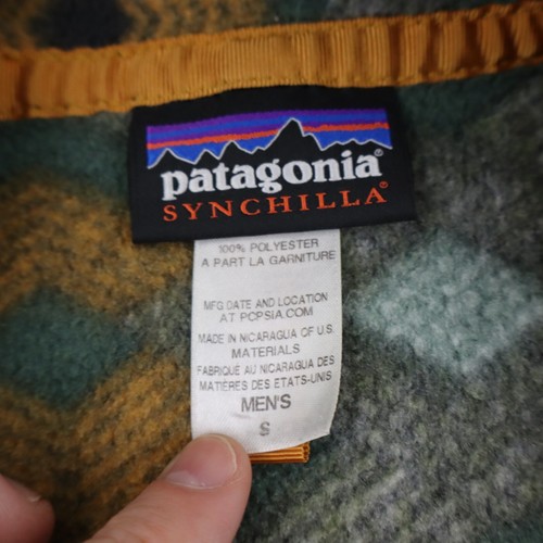 Patagonia Aztec Slowfoot Synchilla Snap-T Fleece Pullover Mens S Green Jacket - Picture 5 of 8