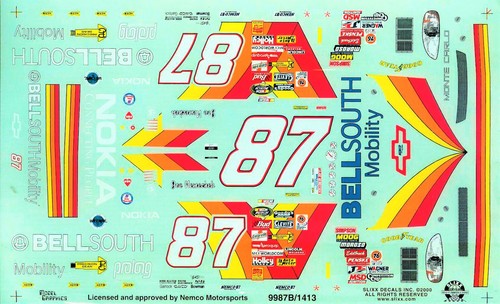NASCAR DECAL #87 BELLSOUTH 1999 BGN CHEVROLET MONTE CARLO JOE NEMECHEK 1/24 - Picture 2 of 4