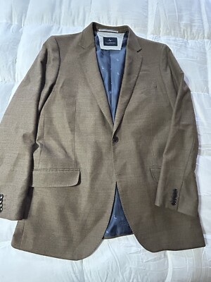 Tailorbyrd Blazer Mens 44L Brown Wool Sport Coat Jacket Super 110 s