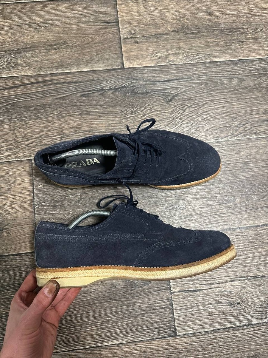 Prada men's shoes oxfords lace up blue suede size 9 | eBay