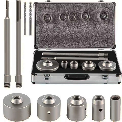 Kit 10 pezzi seghetto per calcestruzzo aprifori a parete 30-100 mm SDS Plus o SDS gambo massimo - Foto 1 di 13