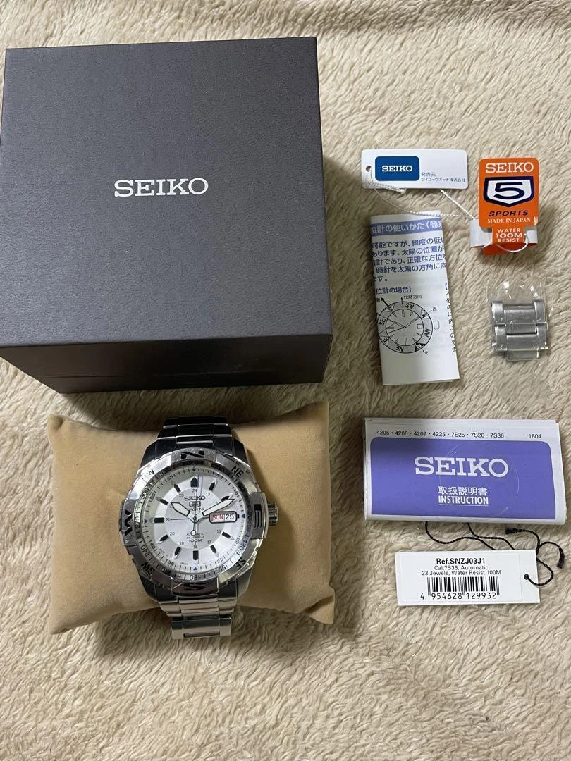 Seiko 5 Sports 7S36-04M0 SNZJ03J1 Stainless Steel Day Date