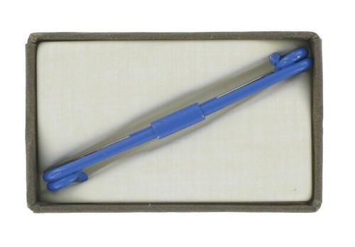 Shields Collar Clip Mens Vintage Bar Royal Blue Enamel Boxed 2 1/4" - Picture 2 of 3