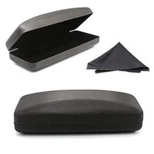 Hard Shell Eyeglass Case- Glass Case With Cleaning Cloth, Glasses Case Black