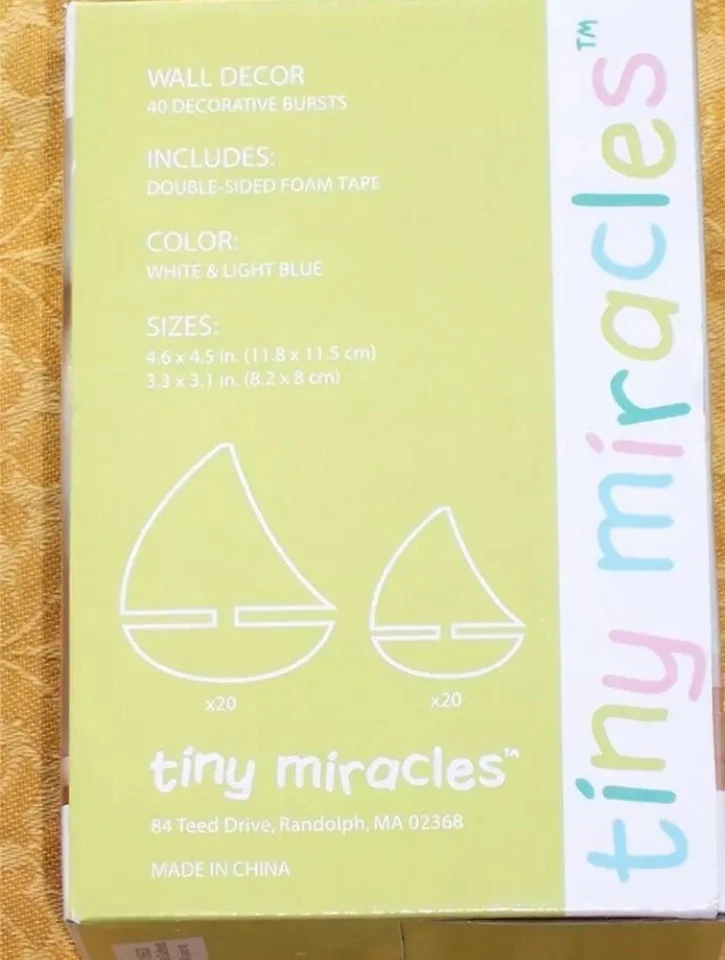 40 CALCOMANÍAS de Pared Decoración Niños Bebé AZUL y Blanco Pequeños Milagros Guardería Nuevo en Caja Foto 4 de 4