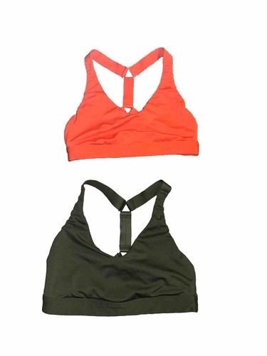 Lot of 2 Athleta Ascent A-C Sports Bra Size Small Green & Orange No Padding