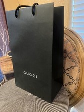 NEW Gucci Authentic Black Shopping Paper Bag Gift Tote Medium 15  x9  x5.5  