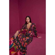 Farm Rio Black Banana Sky Lenzing™ Ecovero™ Viscose Maxi Dress Small