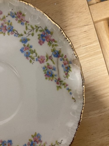 Pope Gosser Blue Belle With Gold Trim 8 Saucer Plates China Made in the USA - Picture 8 of 10