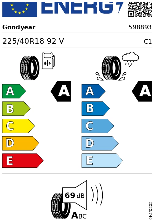 1X 225/40 R18 92V XL Goodyear Assurance ComfortTred * DEMO Pneus D'Été DOT 24 - Photo 2/2