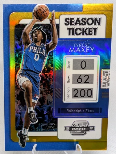 2021 Panini Contenders Optic Tyrese Maxey True Gold Season Ticket /10 76ers