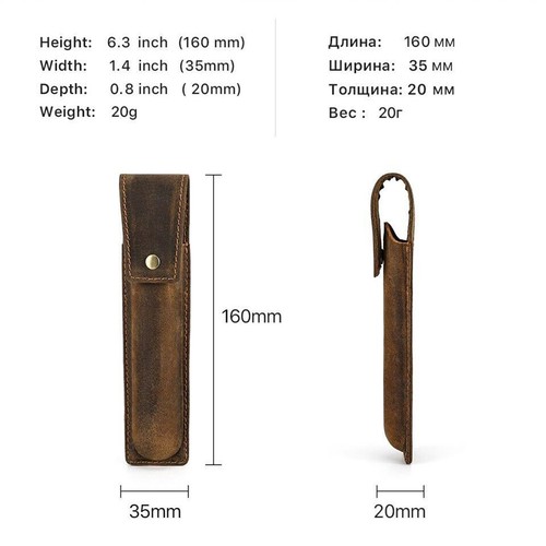 Vintage Genuine Leather Hard Fountain Pen Box Case Stationery Storage Pouch Gih1 - Picture 7 of 13
