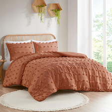 Intelligent Design Twin Duvet Cover Set Clipped Jacquard Duvet Set Chic Pompoms