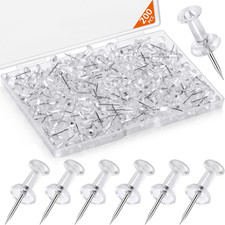 200 Pcs Push Pins Tacks, Thumb Tacks for Wall, Clear Plastic Head, Steel Point,