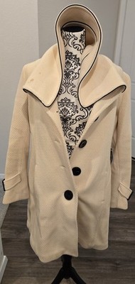 Soia & Kyo Canadian Premium Wool Herringbone Overcoat Shawl Collar Luxury Large