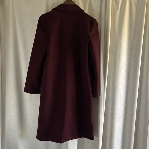 ZARA Women’s Soft Coat Burgundy Lapel Collar Long Sleeves Button Closure Sz S - Picture 2 of 9